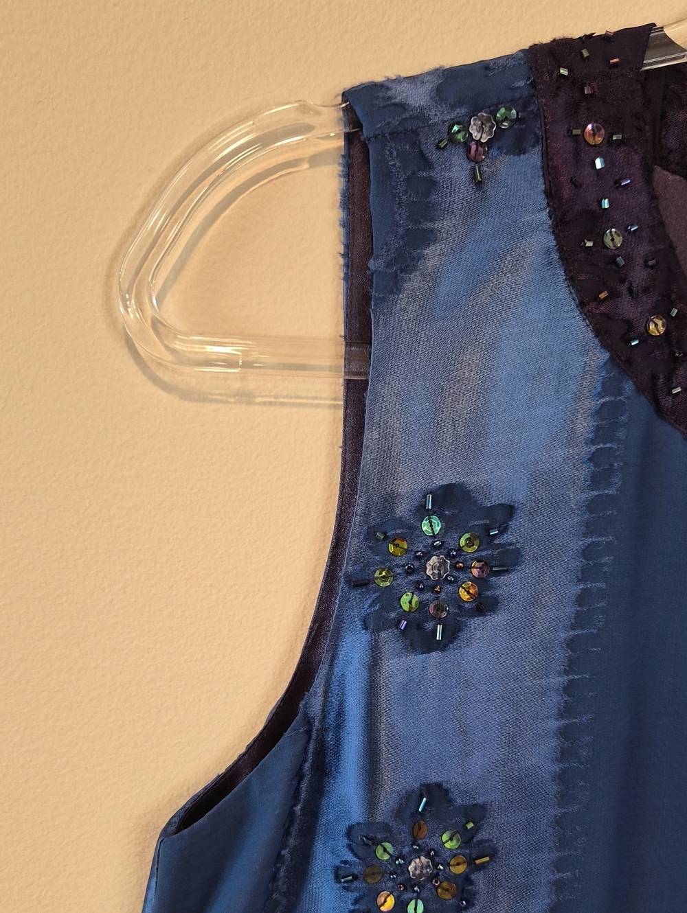 ECI Silk Blended Royal Blue Embellished Mini Dress - Picture 10 of 11